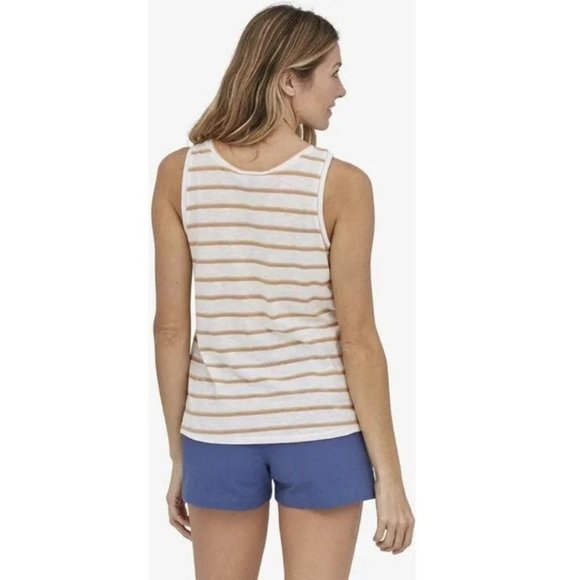 Patagonia Women's Mainstay Tank Sunset White Tan Stripe Small‎ NWOT - Picture 3 of 3